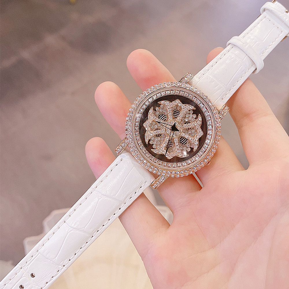 厂家供应时尚潮流新款正品手表女士镶钻时来运转防水真皮带潮腕表
