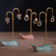 鲸鱼T型耳饰耳环首饰展示架大理石锥形戒指托饰品珠宝陈列道具