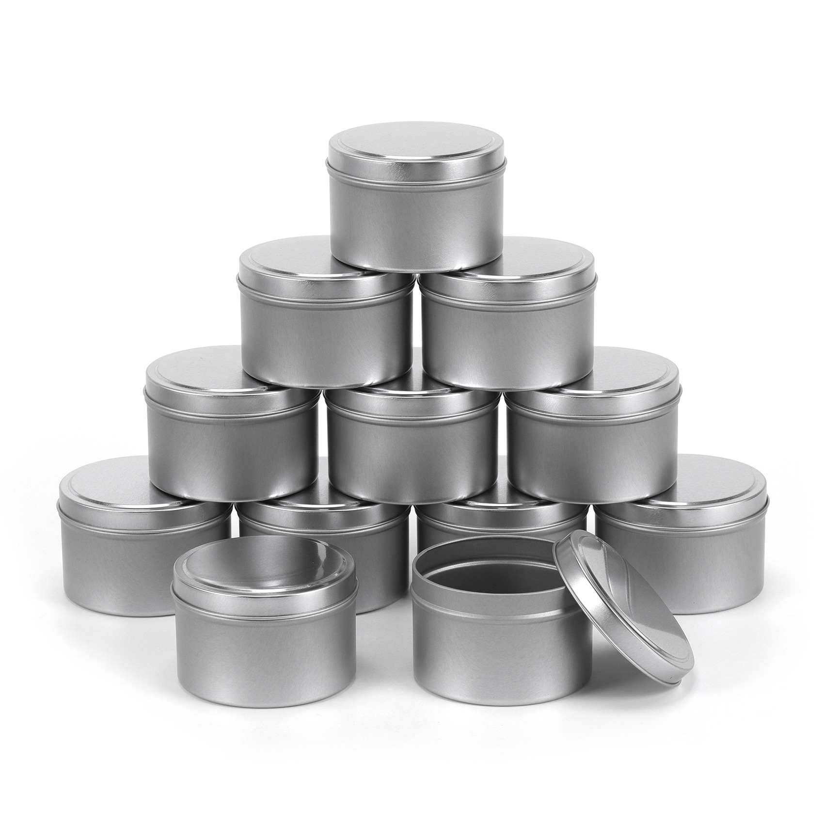 批发银色4盎司8盎司12盎司密封凸盖蜡烛铁罐圆形香熏蜡烛糖果铁罐