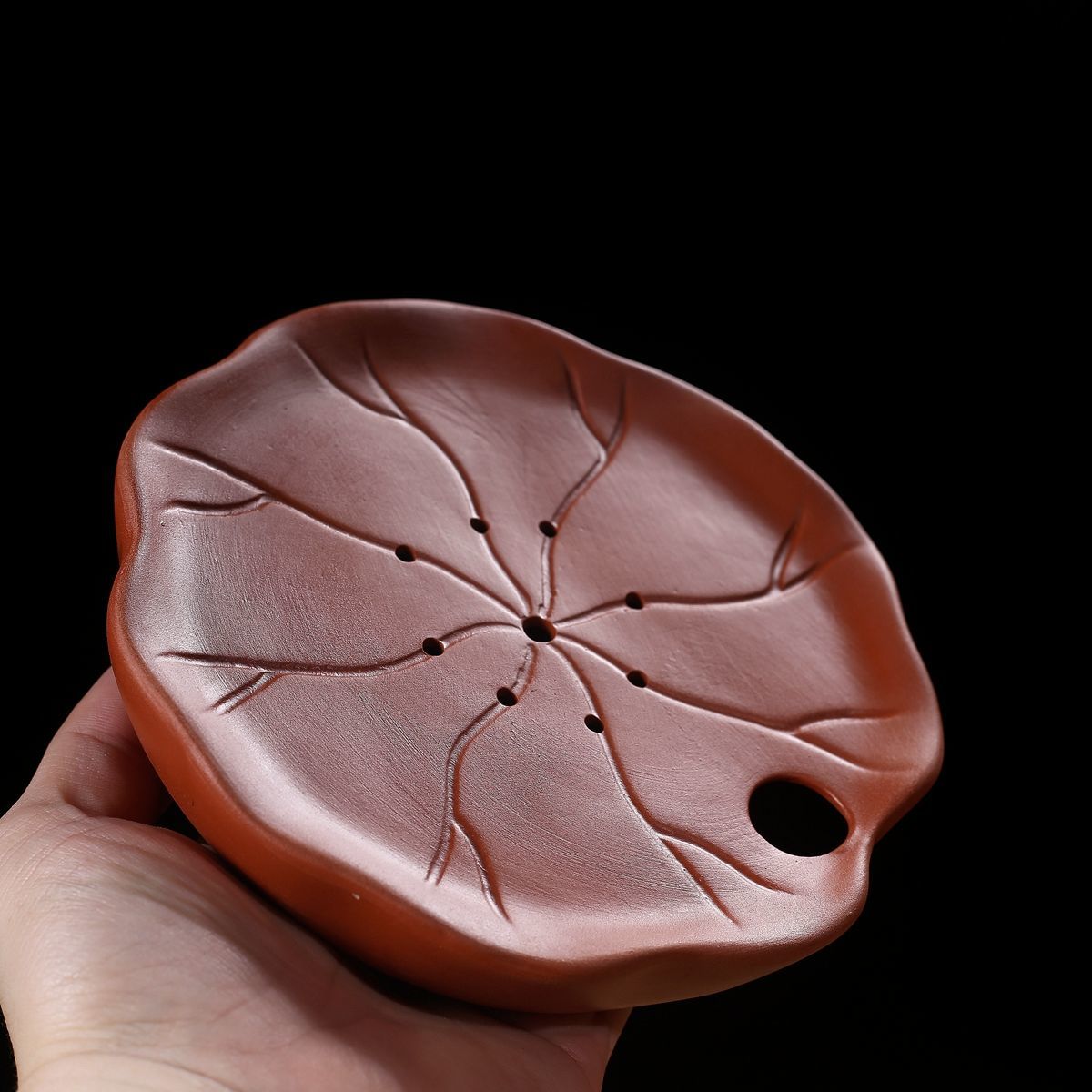 迷你家用干泡小号茶盘简约圆形紫砂茶台陶瓷茶托盘荷叶壶承储水式