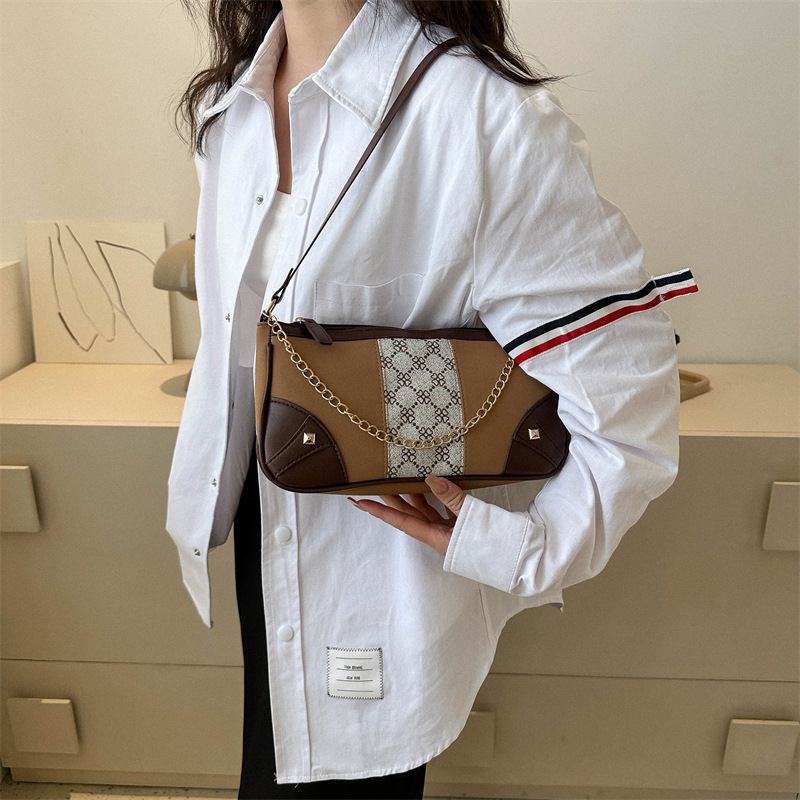 Wholesale Fashion Plaid Small Chain Square Bag Women Bags2023 Summer Popular Stitching Contrast Color Casual Shoulder Bag