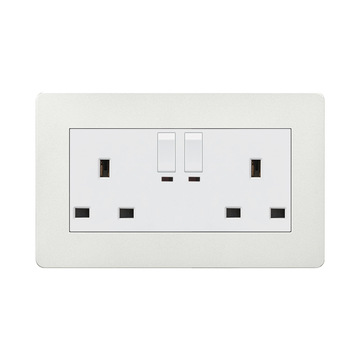 英式双联13a插座带二开关港版电制孖位家用电源墙壁插座146面板