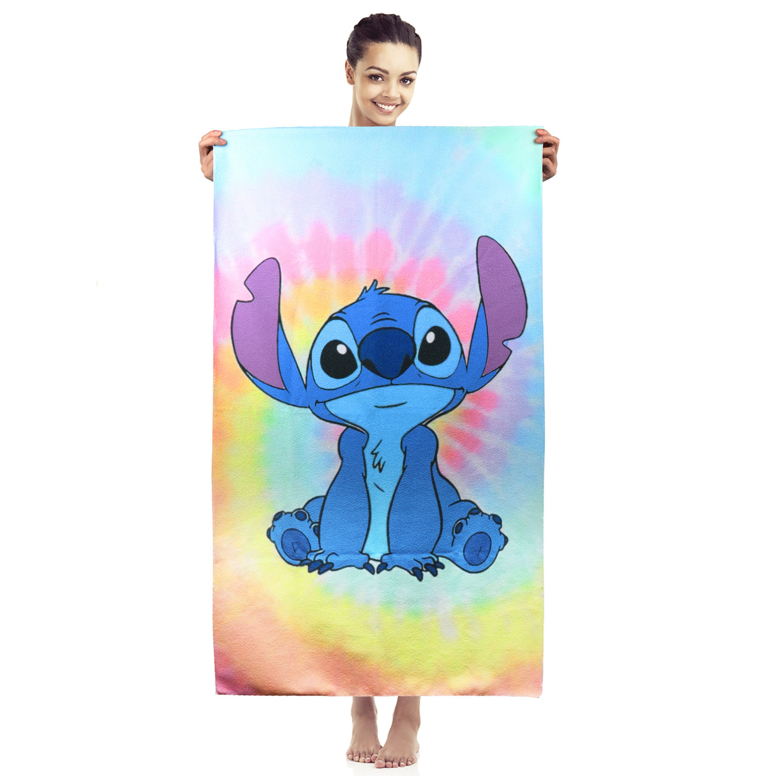 史迪仔沙滩巾超细纤维毛巾布数码印花卡通毛巾海边浴巾吸水