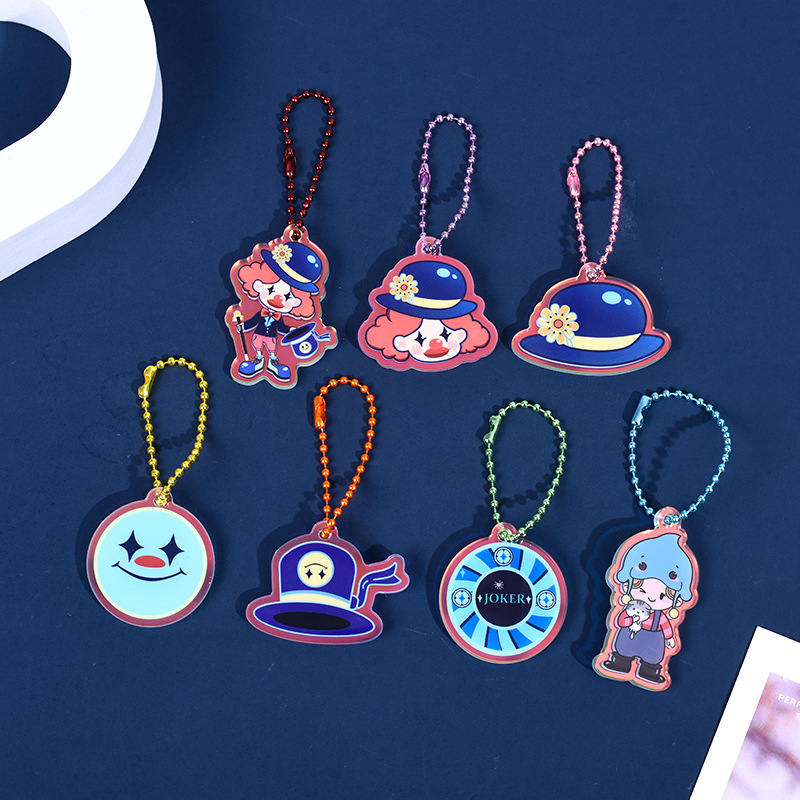 Acrylic Cartoon Key Button Wholesale Creative Clown Lovely Key Buckle DIY Anime Peripheral Keychain Pendant