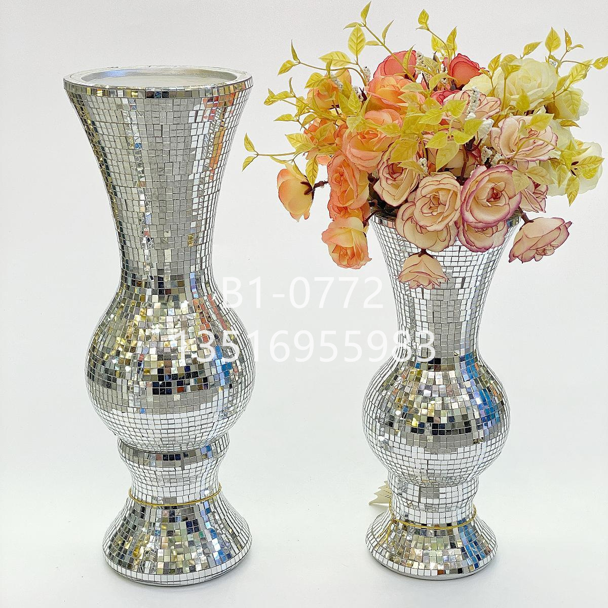 25cm Glass Pasting Mosaic Small Vase Flower Arrangement Living Room and Hotel Gift Decoration 30cm Vase