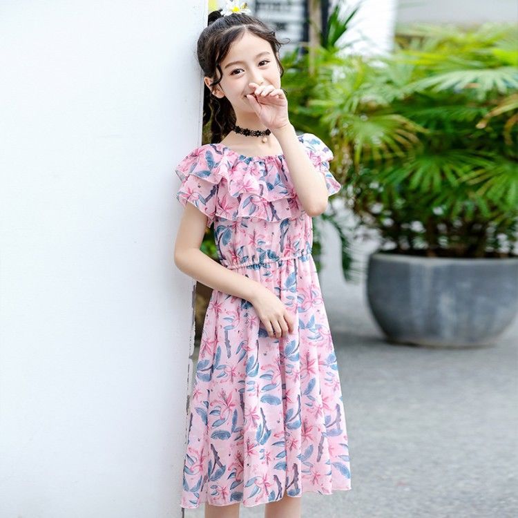 女童碎花连衣裙夏装夏天8儿童10中大童12裙子13十一岁9女孩11雪纺