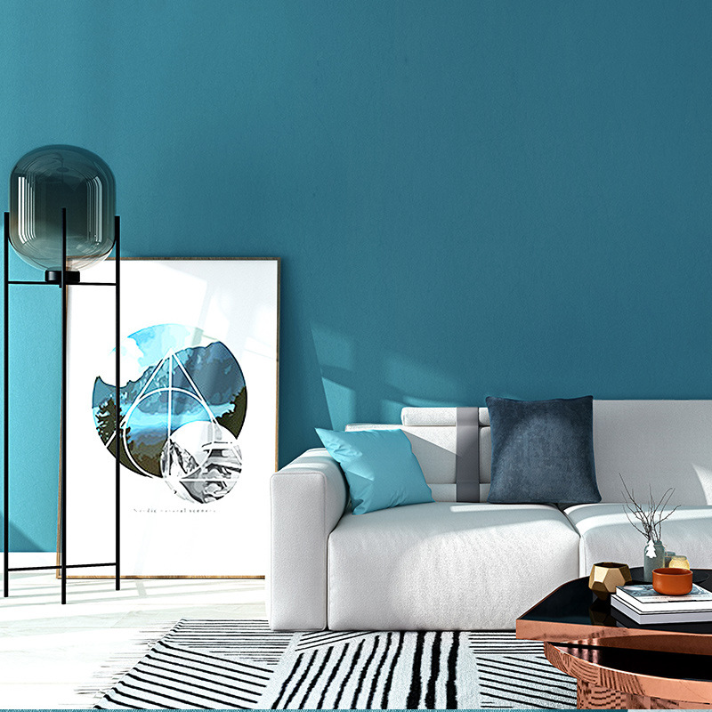 北欧风纯色墙布蓝色现代客厅全屋无缝床头艺术直播背景墙壁布