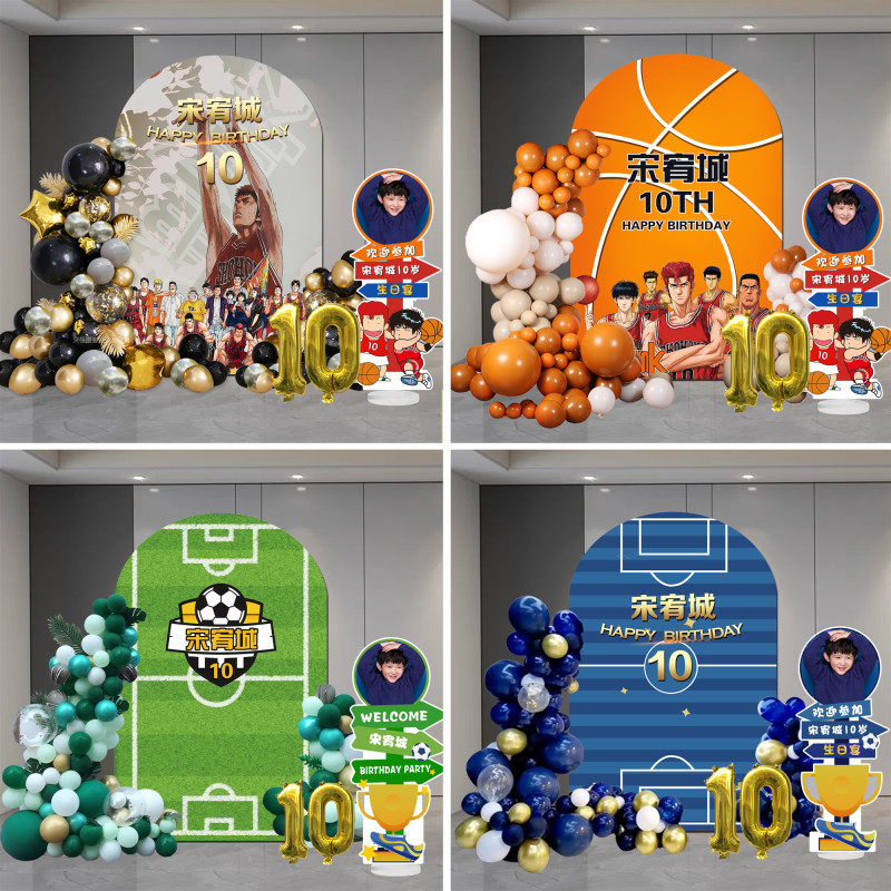灌篮高手动漫篮球足球主题男孩子生日快乐装饰kt板背景墙气球布置