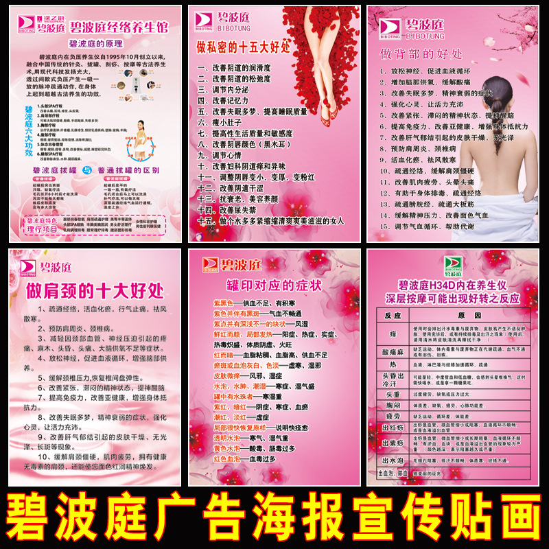 碧波庭做背胸部私密肩颈好处宣传海报图美容保健项目价格广告挂画