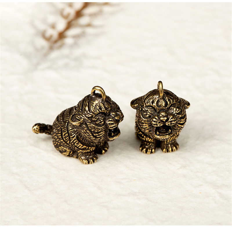 铜虎老虎钥匙扣挂件生肖小萌虎挂件汽车钥匙扣创意摆件小铜器