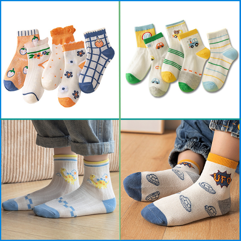 on Behalf of Cartoon Mesh Boat Socks Thin Mid-Calf Length Socks Spring and Summer Babies' Socks Baby Floor Socks Free Shipping Children's Socks