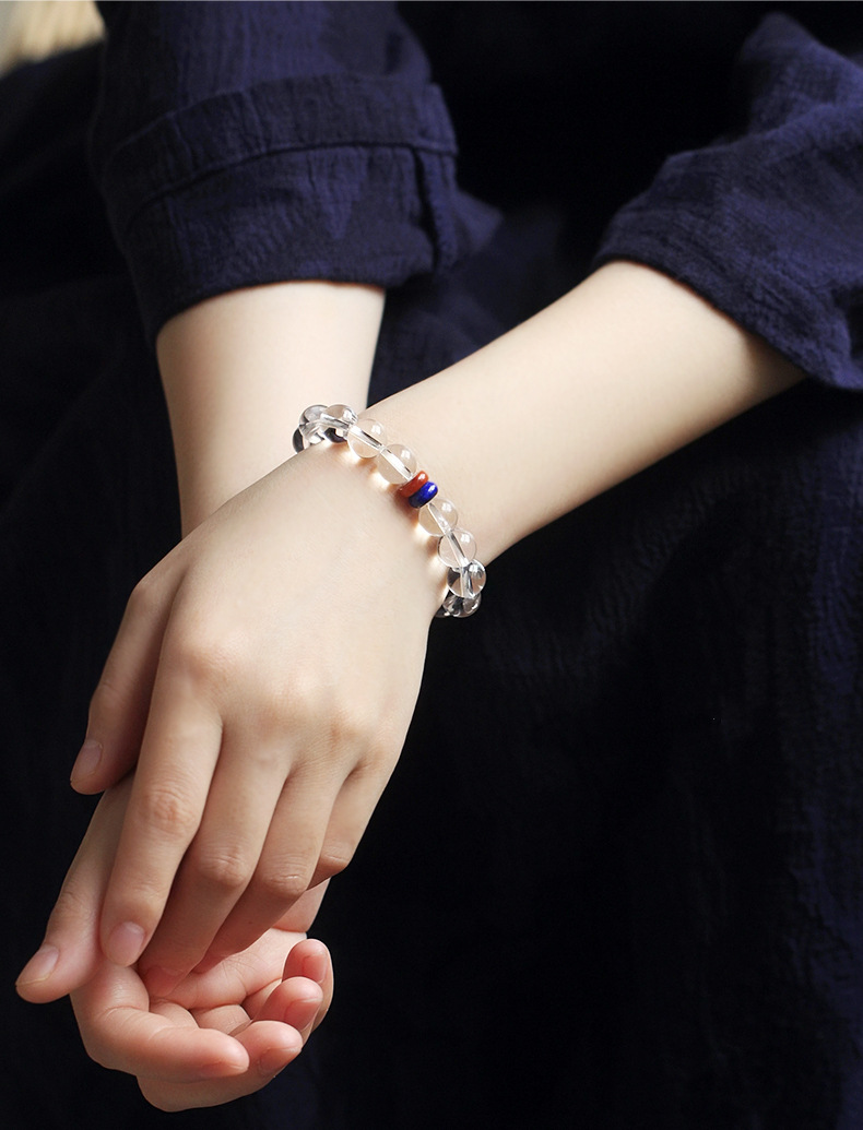 巴西白水晶手链单圈手串女佛珠水晶简约风8mm手串饰品一件代发