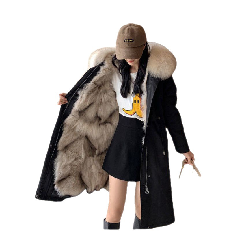 派克服女2020冬款可拆卸狐狸毛内胆中长款海宁皮外套派克大衣