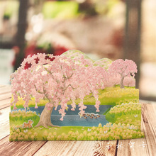 立体波斯菊贺卡日本授权创意礼物樱花ins感谢风景生日母亲节装饰