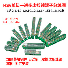 HS6单极一进多接线端子电箱零排1进4.6.8.9.12.16.20出分线器铜排