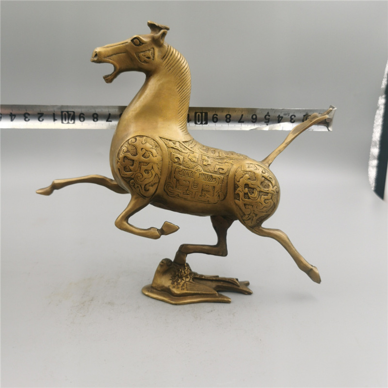 黄铜马 马踏飞燕摆件 马到成功 生肖马 办公家居工艺品摆件
