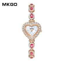 MKGO陌佧高直播热卖新品心形手链珠宝轻奢水滴镶钻防水女士手表