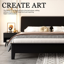 全实木床黑色1.2m现代简约日式1.5米经济型北欧1.8米双人床小户型