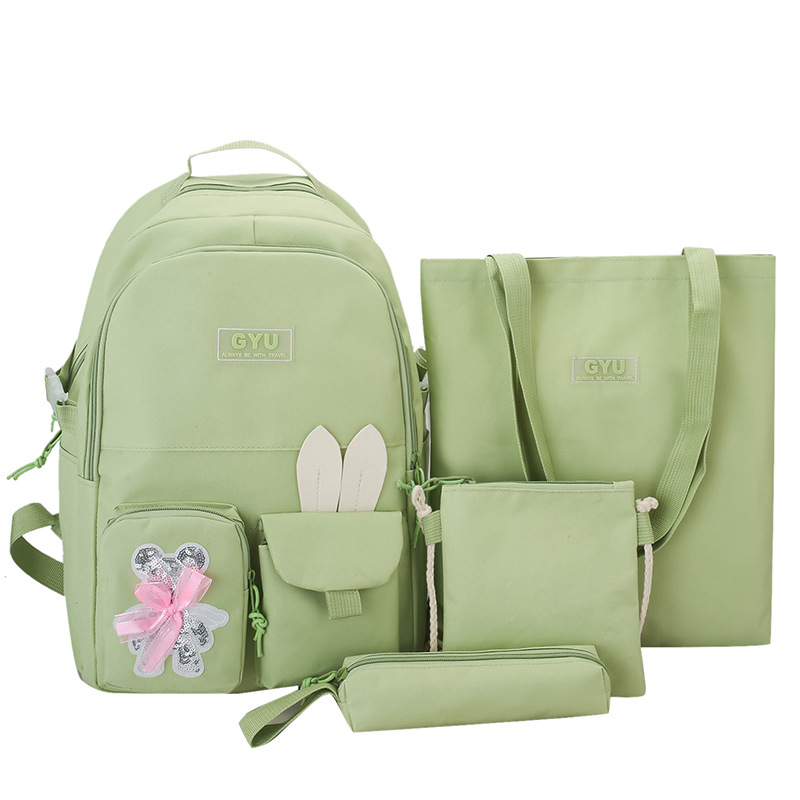 Four-Piece Schoolbag Wholesale Cute Cartoon Teenage Girl Backpack Female Junior High School Student Primary School Student Campus Backpack