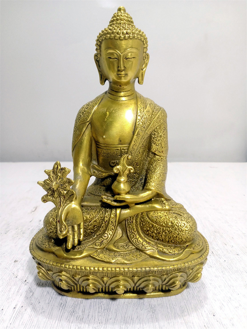 黄铜药师佛药王菩萨佛像 佛教佛具用品 家居摆件饰品工艺品铜器