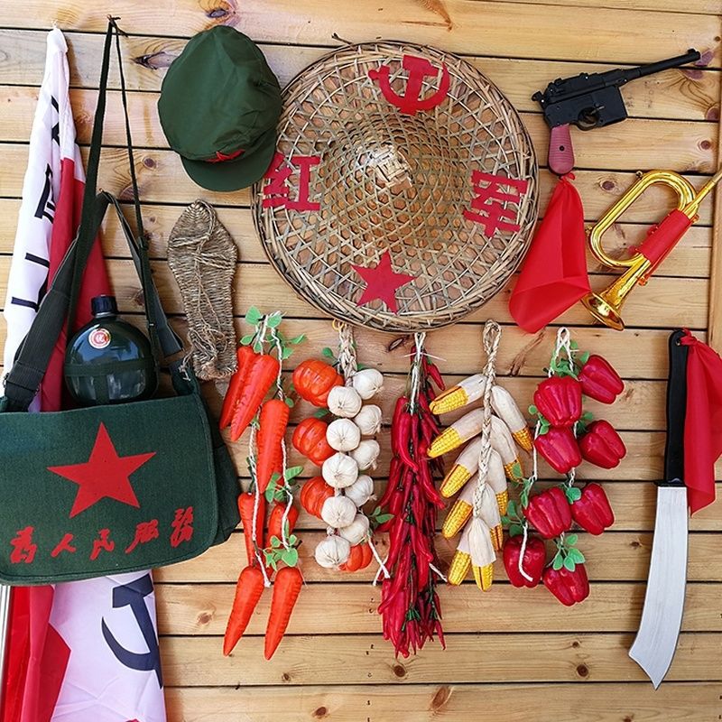 老物件红军道具中国工农红军装红军包水壶草鞋冲锋号收藏品纪念