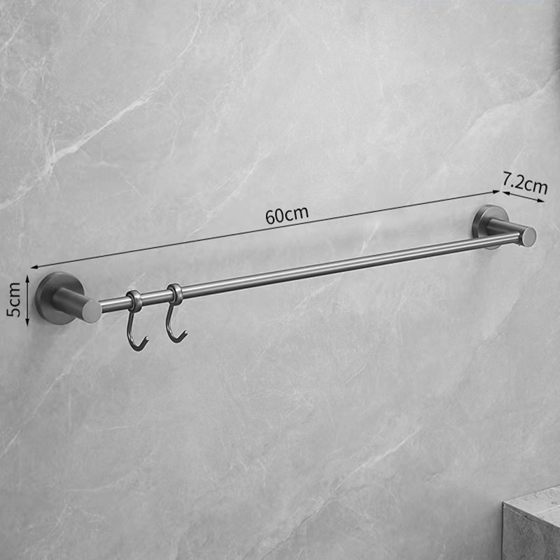 Copper Gun Gray Towel Rack with Single Rod Hook Bathroom Bathrobe Clothing Rack Bathroom 2-Tier Towel Bracket