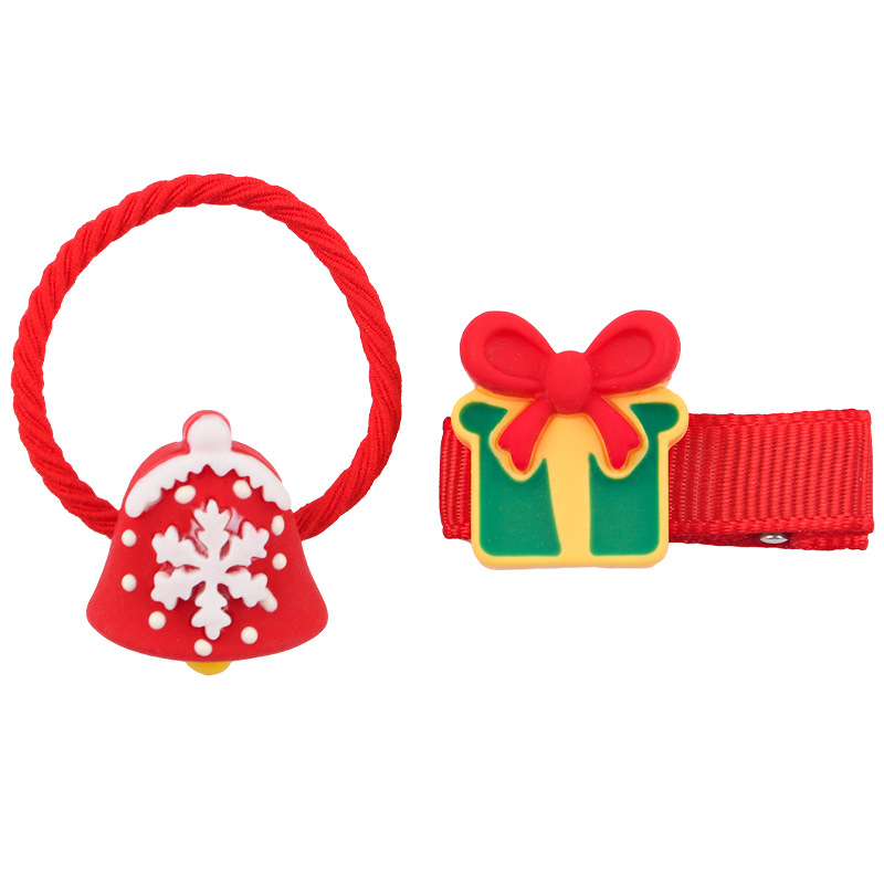 圣诞发饰卡通发夹5只套装可爱鸭嘴夹女童头饰边夹儿童刘海夹发卡