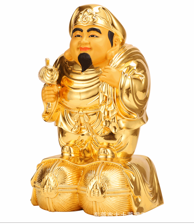 正品贴金纯铜大黑天财神像家用日本密宗招手财神店铺家居招财摆件
