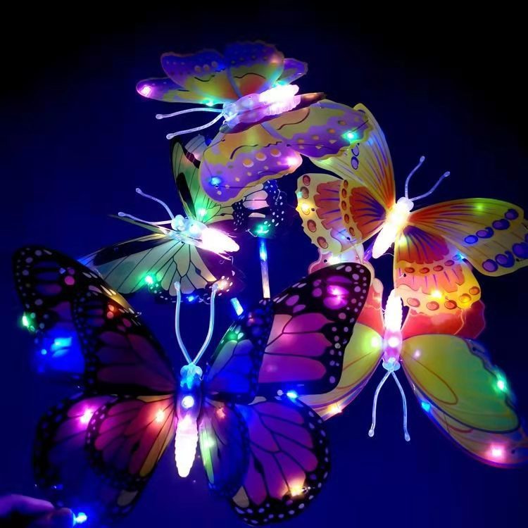 New Internet Celebrity Luminous Swing Butterfly Colorful Flash Handheld Glow Stick Bounce Ball Stall Supply Toy Wholesale