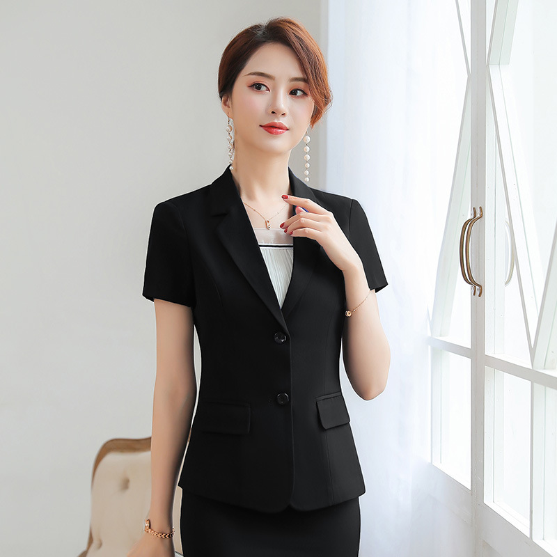 夏季薄款短袖职业装西装套装女新款酒店前台主管气质工作西服正装