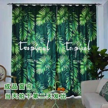 北欧风格绿植窗帘卧室客厅ins网红背景布遮阳光热带雨林简约批发
