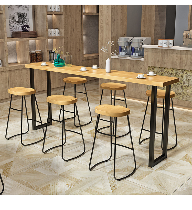 特价北欧咖啡厅奶茶店酒吧会所高脚高吧台清吧长条铁艺实木吧台桌