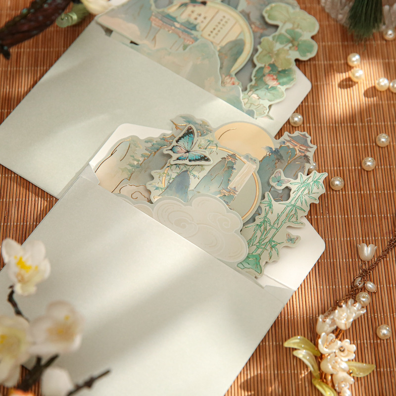 纸先生古风立体贺 卡寒木春华系列 简约国风山水生日祝福留言卡片