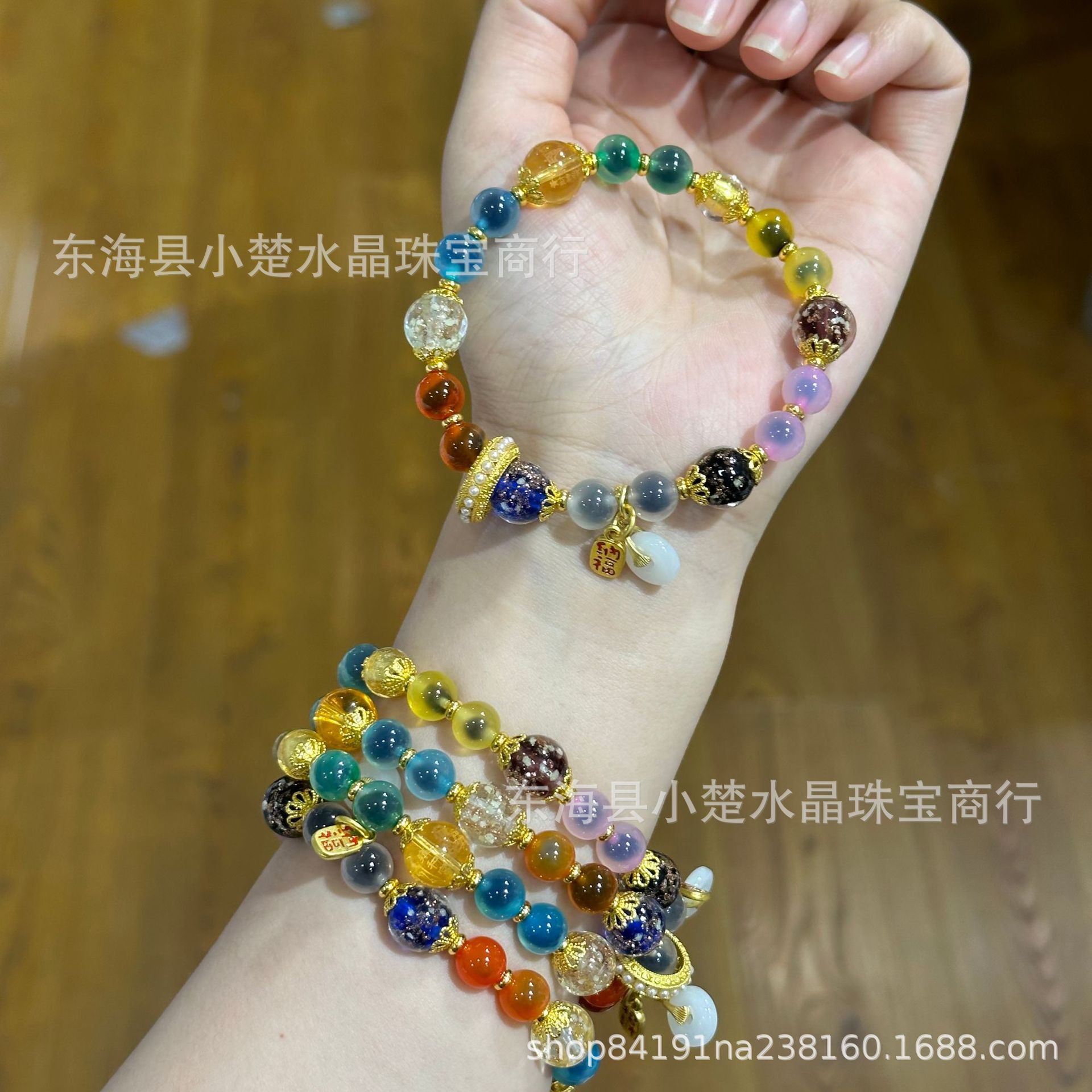 新款北京宫宫同款改编香灰白瓷粉瓷灰瓷多巴胺女孩显白手链手串