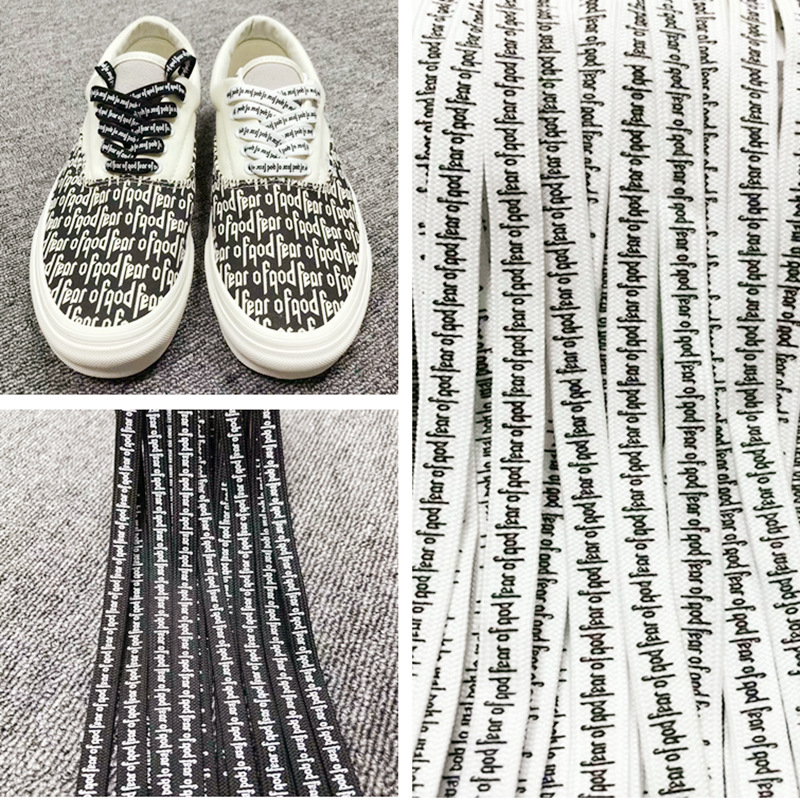 适配万斯小白鞋帆布鞋印字fear of god白色空军一号彩色鞋带批发