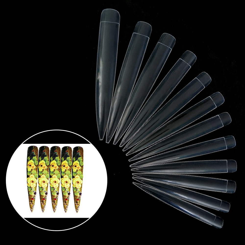 美甲超长沙龙甲片 工艺甲片 样板表演艺术假指甲贴片 透明自然色