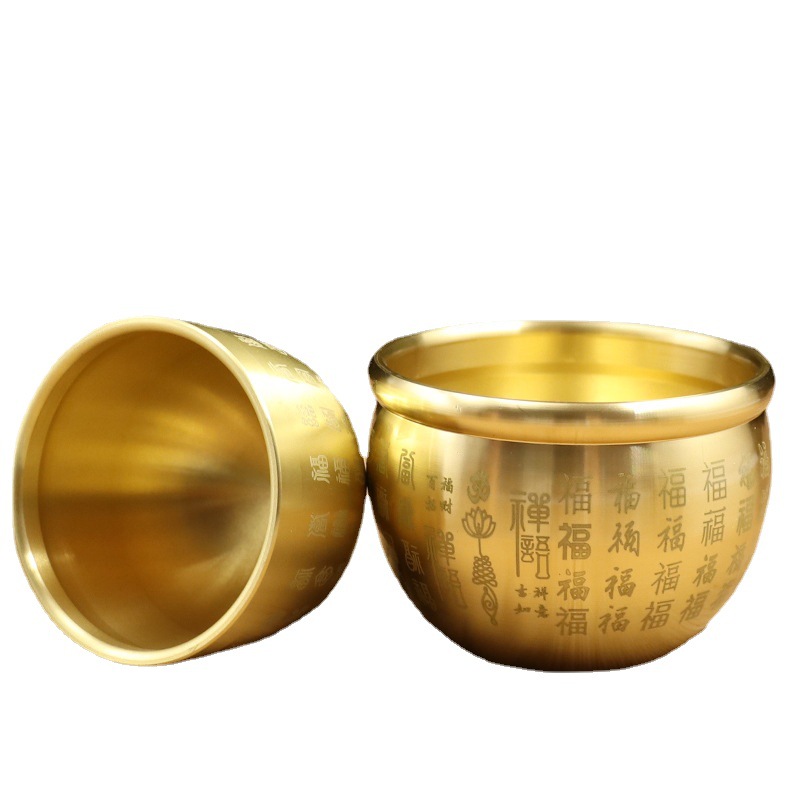 brass baifu jar lucky jubao jar living room study copper decoration baifu cup dragon and phoenix cup rice jar