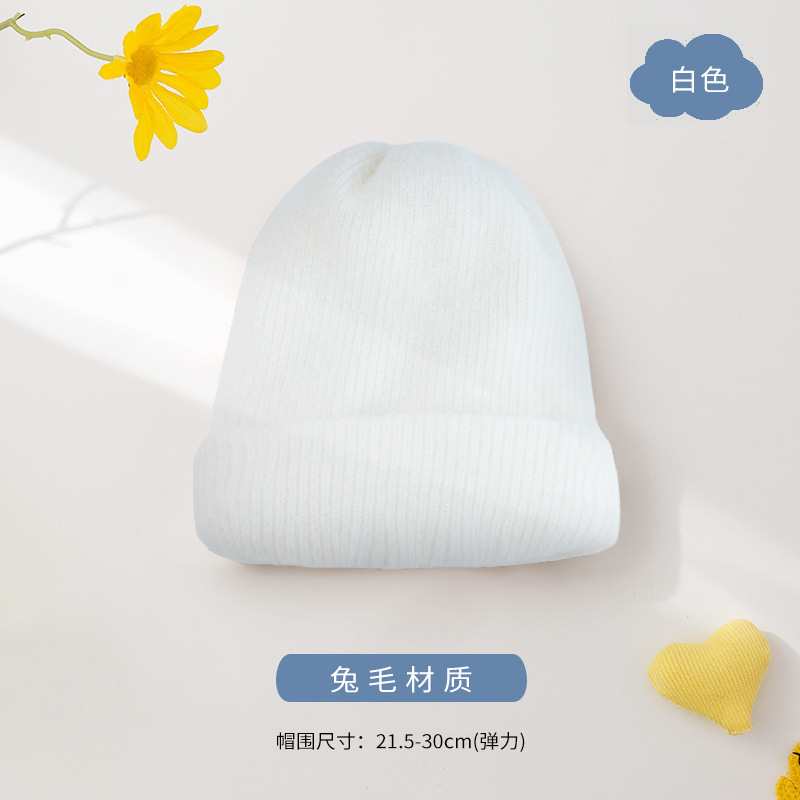 Solid Color Rabbit Fur Bucket Hat Autumn and Winter Korean Style Leisure Warm Candy Color Beanie Hat Stylish Simple and Versatile Knitted Hat