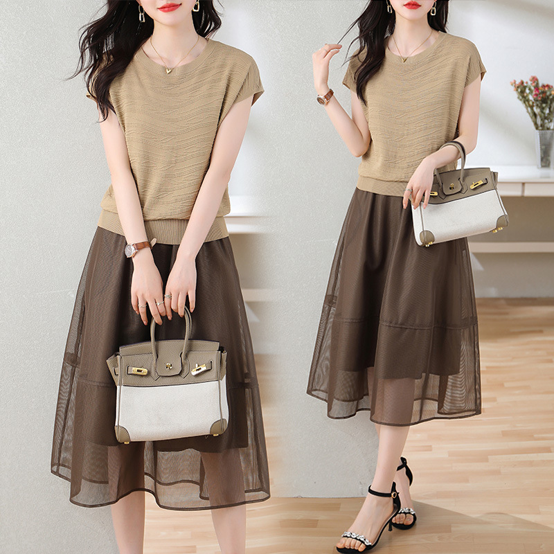 高级感两件套连衣裙女夏2024新款小个子时尚气质洋气爆款裙子套装