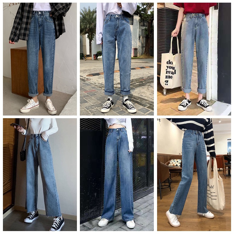 2023 New Korean Style Women's Jeans Straight Loose High Waist All-Matching Wide Leg Trousers Live Broadcast Foreign Trade Stall Wholesale