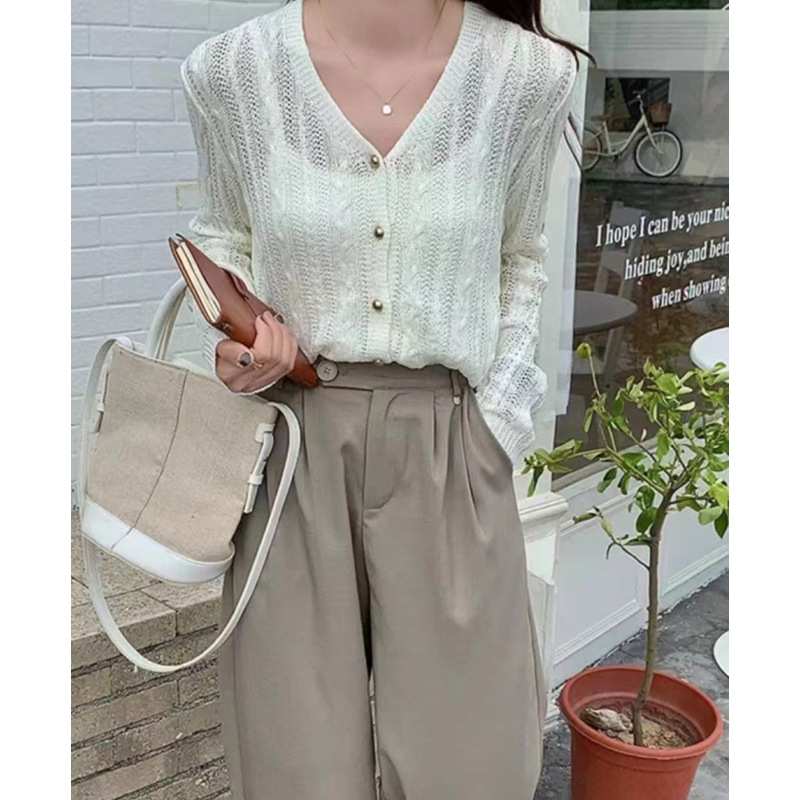 防晒开衫女夏季外搭罩衫薄款白色针织衫长袖短款外套上衣-阿里巴巴