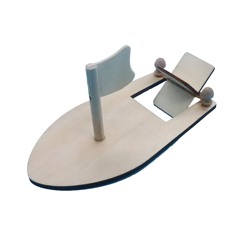 儿童diy自制木帆船橡皮筋动力船 科技小制作创意手工发明材料批发