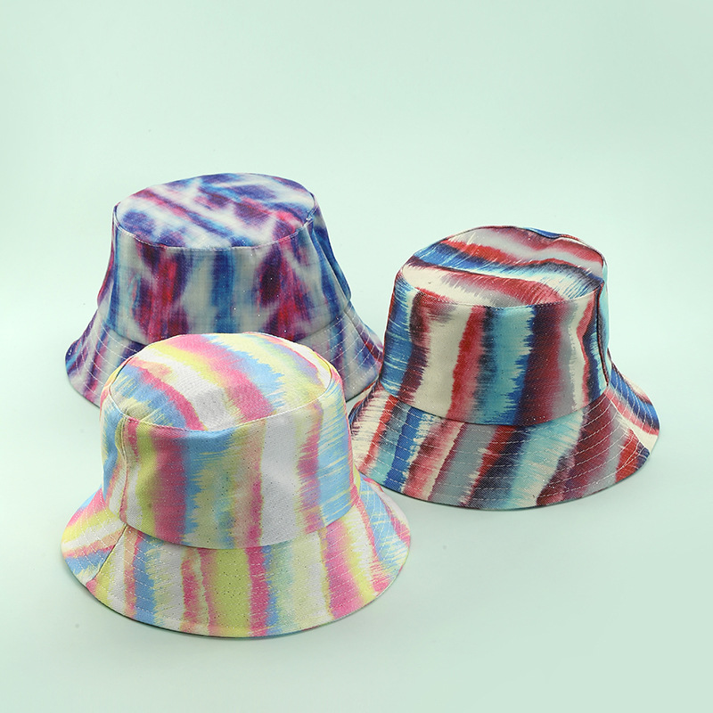 European and American Painted Tie-Dye Bucket Hat Sun Protection for Men and Women Hat Spring and Summer Sun-Proof Face Covering Bucket Hat Outdoor Travel Sun Hat