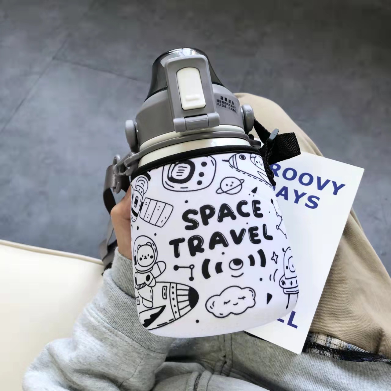 Big Belly Cup Sets of Cartoon Cute Astronaut Neoprene Can Cooler Thermos Cup Protective Case Can Be Sent on Behalf