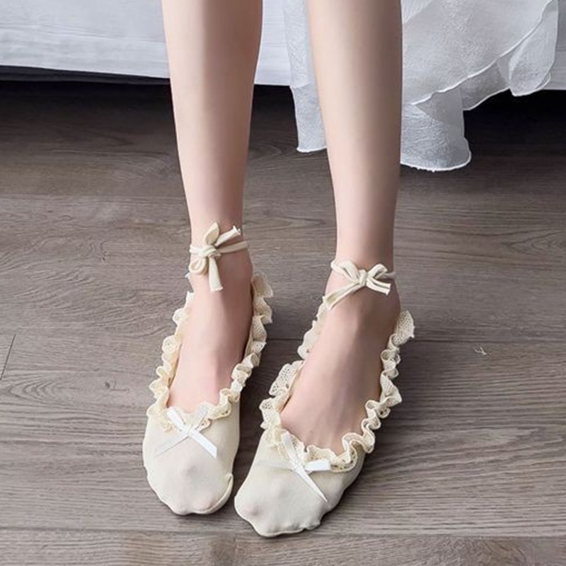 芭蕾舞花边绑带船袜女百搭洛丽塔蝴蝶结短袜少女日系蕾丝船袜
