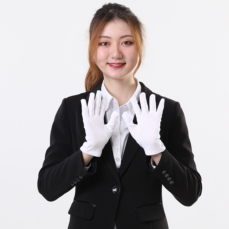 三筋手套礼仪白手套保安阅兵检阅表演酒店司机工作安检劳保薄手套