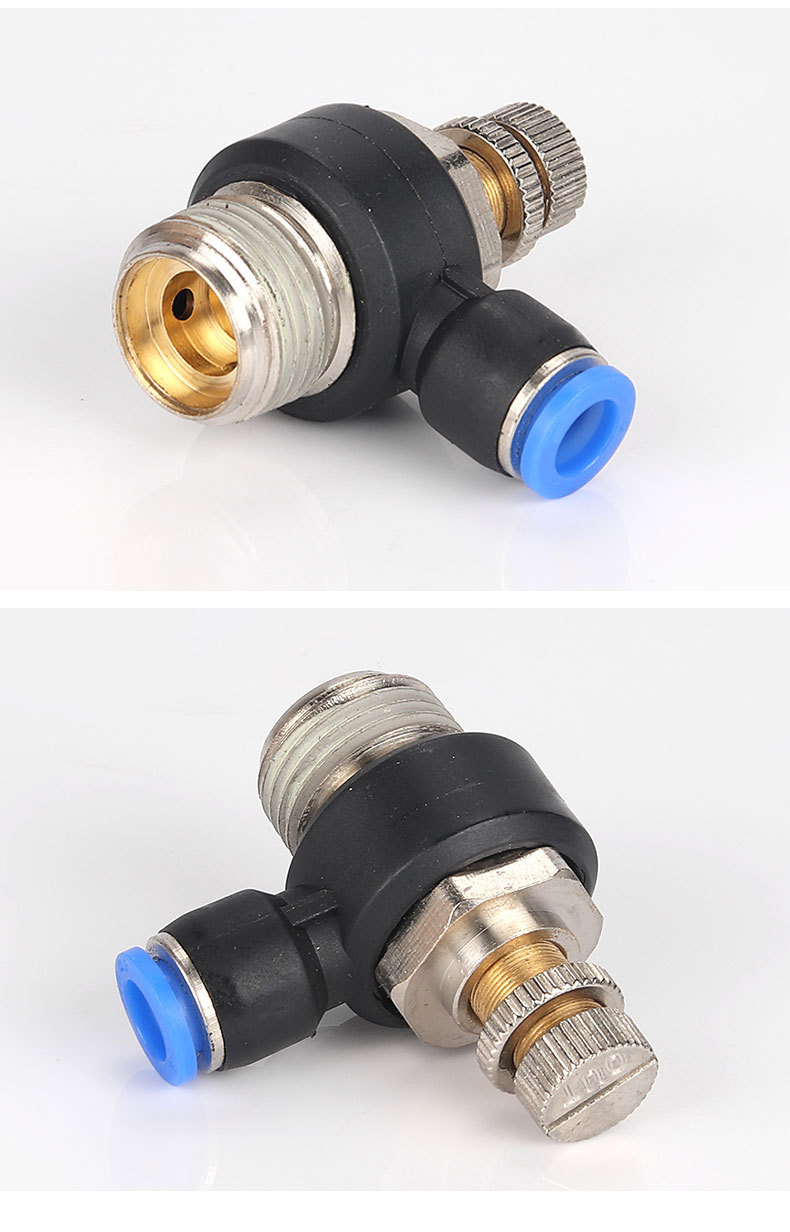 可调节流阀 sl8-01蓝色调速阀气动快插接头接管螺纹快接头