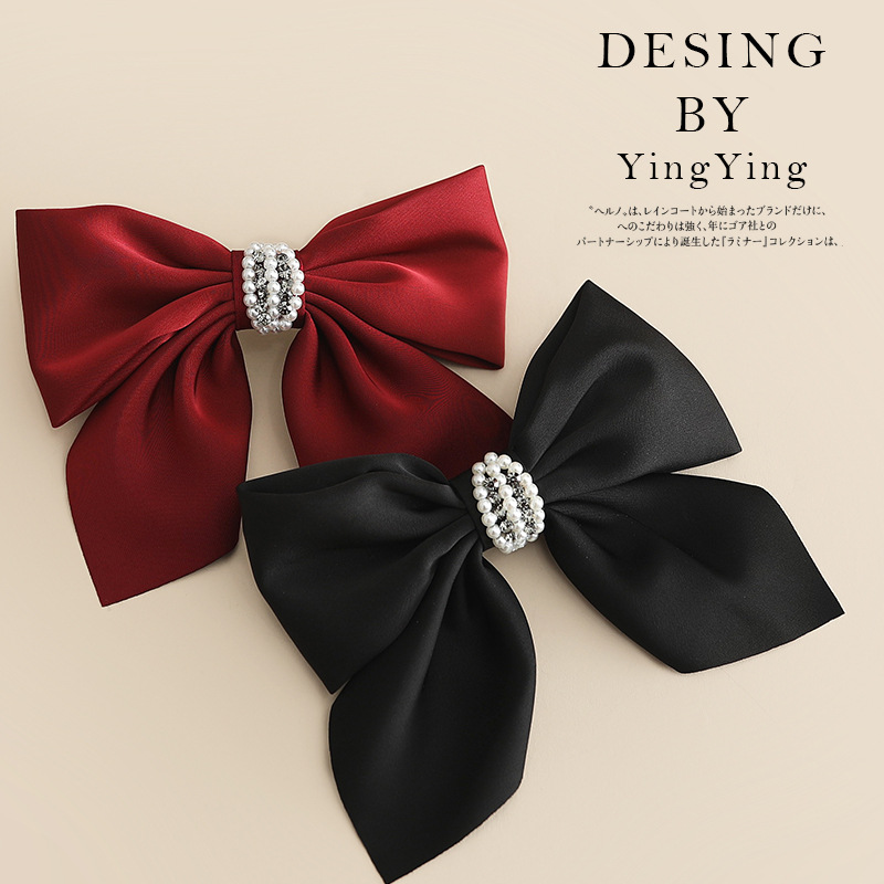 2023 Red New Style Bow Hair Accessories Pearl Clip Barrettes Headdress Hairpin Bangs Clip Top Clip in Stock Wholesale