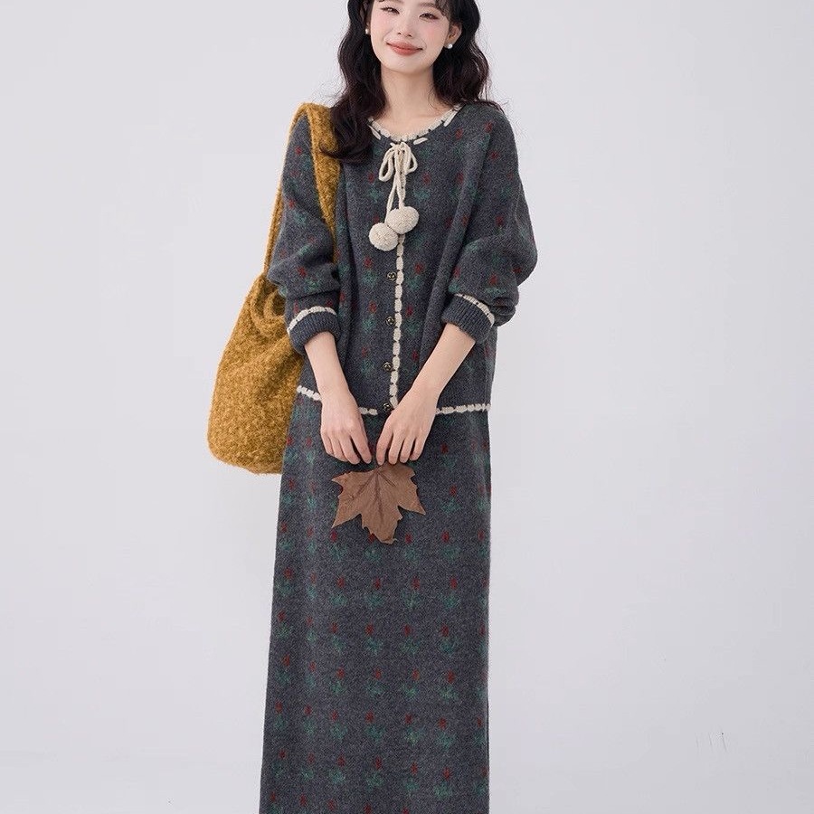 韩版复古艺术生套装裙女针织毛衣秋秋冬季流行新款半身裙子潮