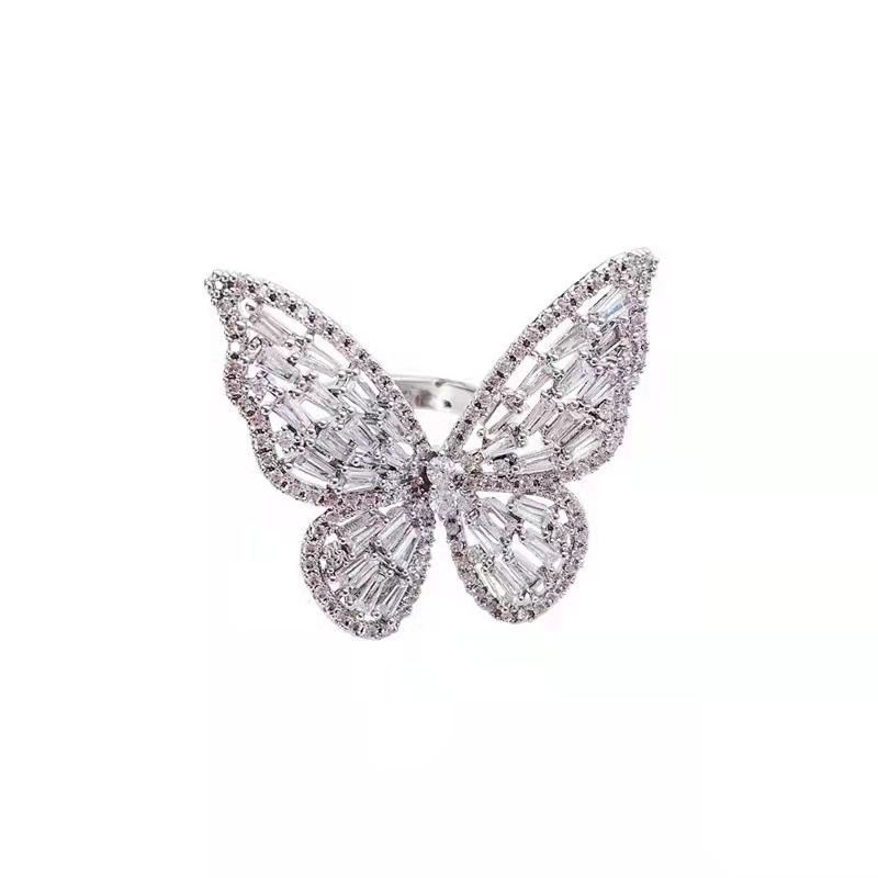 Ring Wholesale Yiwu Accessories Supply Stall Hot Sale Hollow Butterfly Ring Exaggerated Ring Non-Fading Bracelet